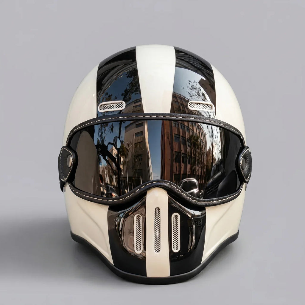 EKON RetroStripe Full-Face Riding Helmet