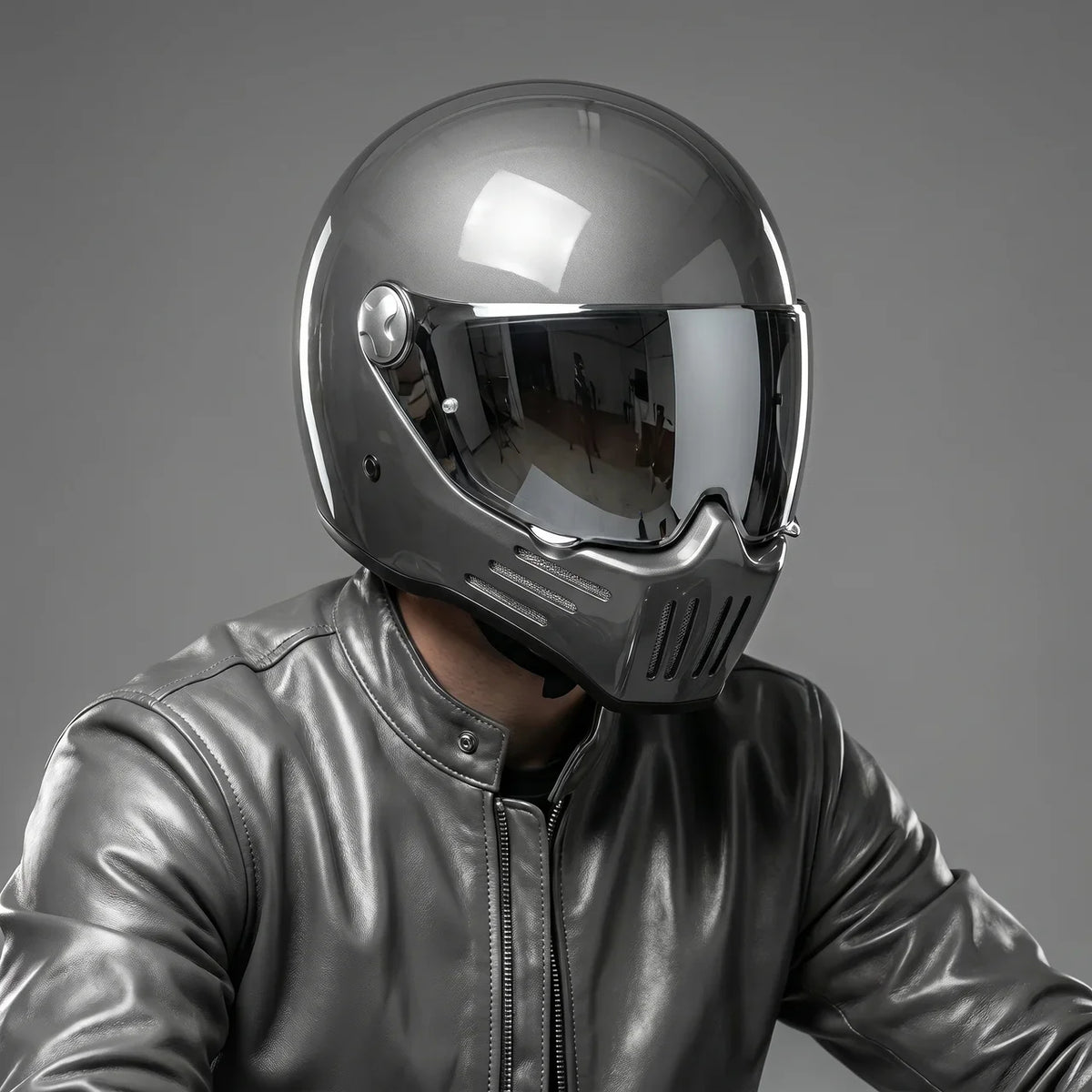 EKON MirrorVisor Retro Full-Face Helmet