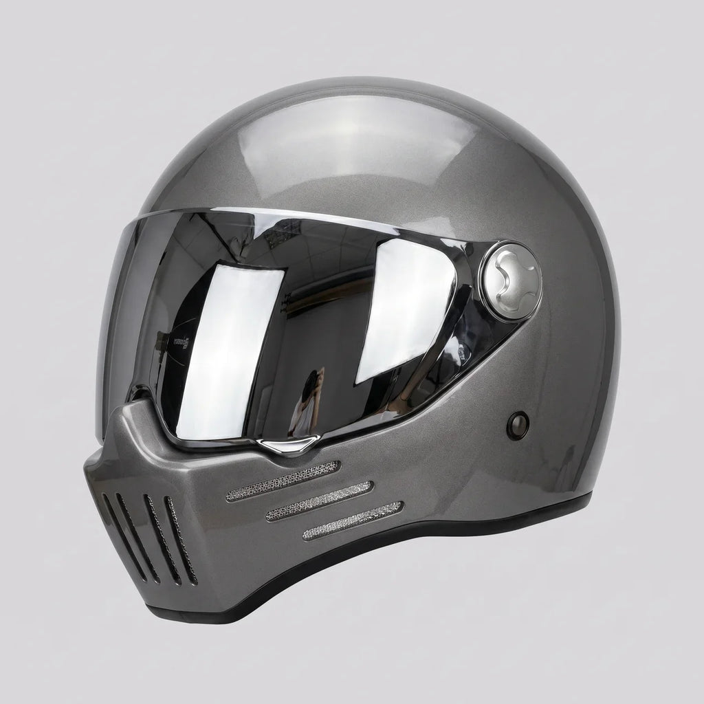 EKON MirrorVisor Retro Full-Face Helmet
