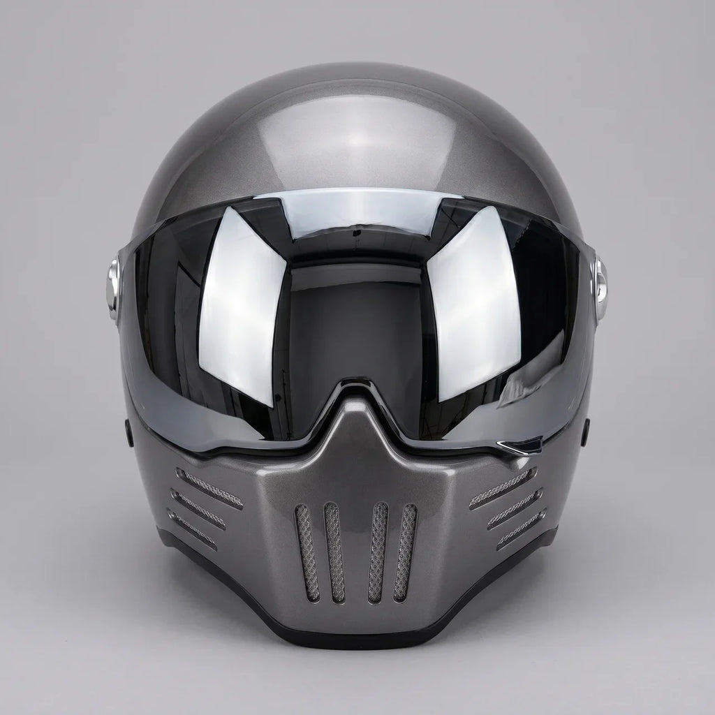 EKON MirrorVisor Retro Full-Face Helmet