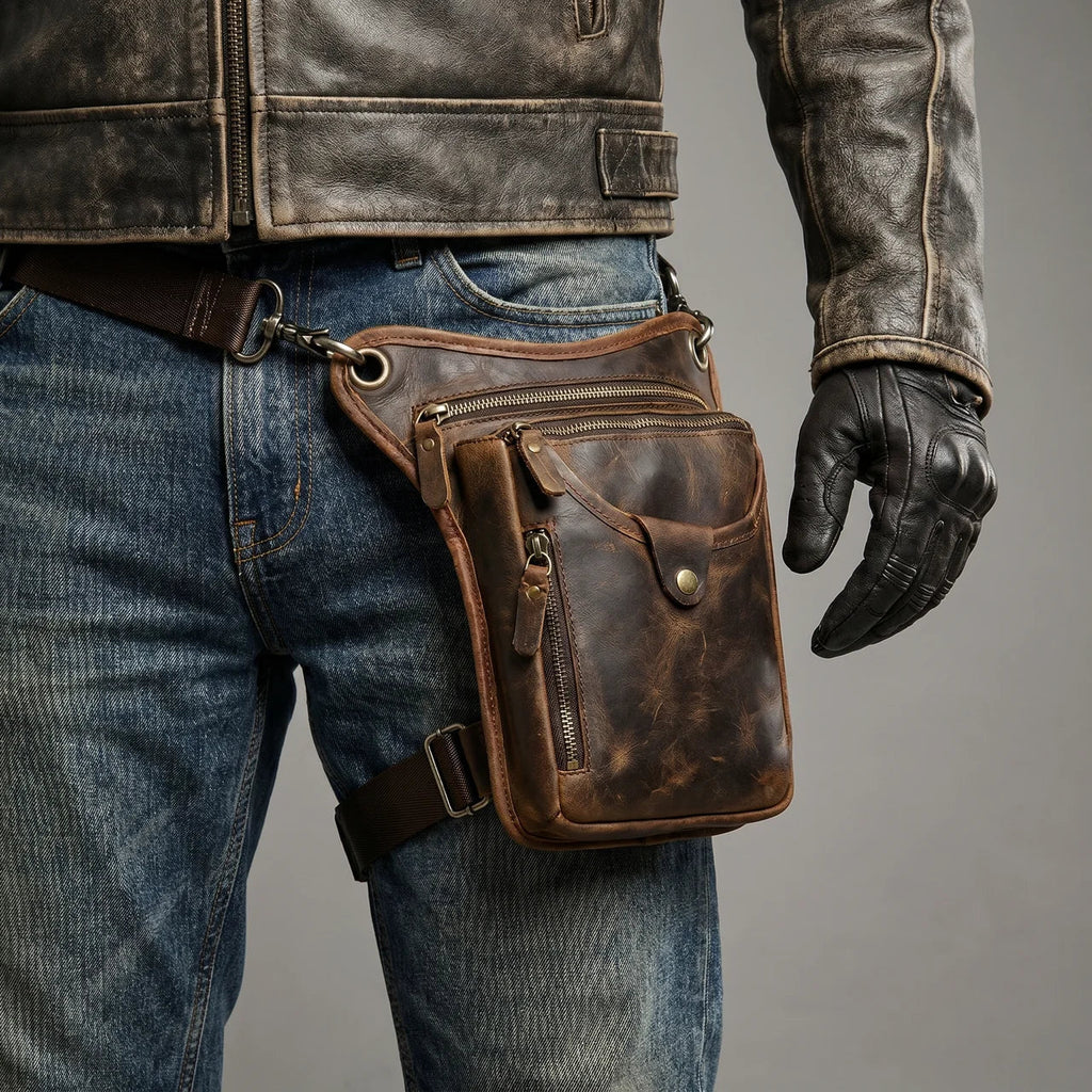 EKON RoadVault Leather Leg Bag