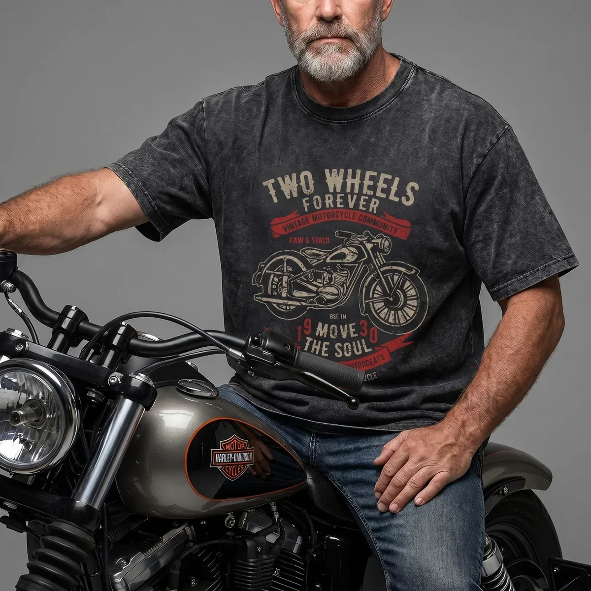 EKON SoulRide Washed Moto Graphic Tee