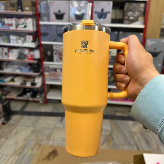 40oz Penguin Insulated Stainless Steel Tumbler with Straw - Orange