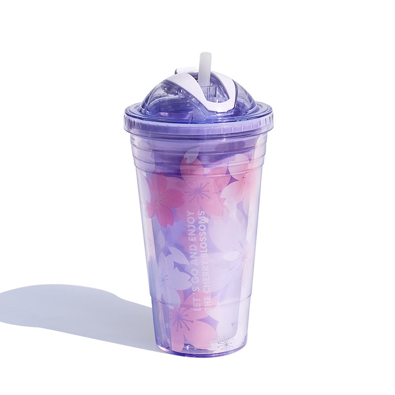Sakura Double Layer Plastic Sipper Cup