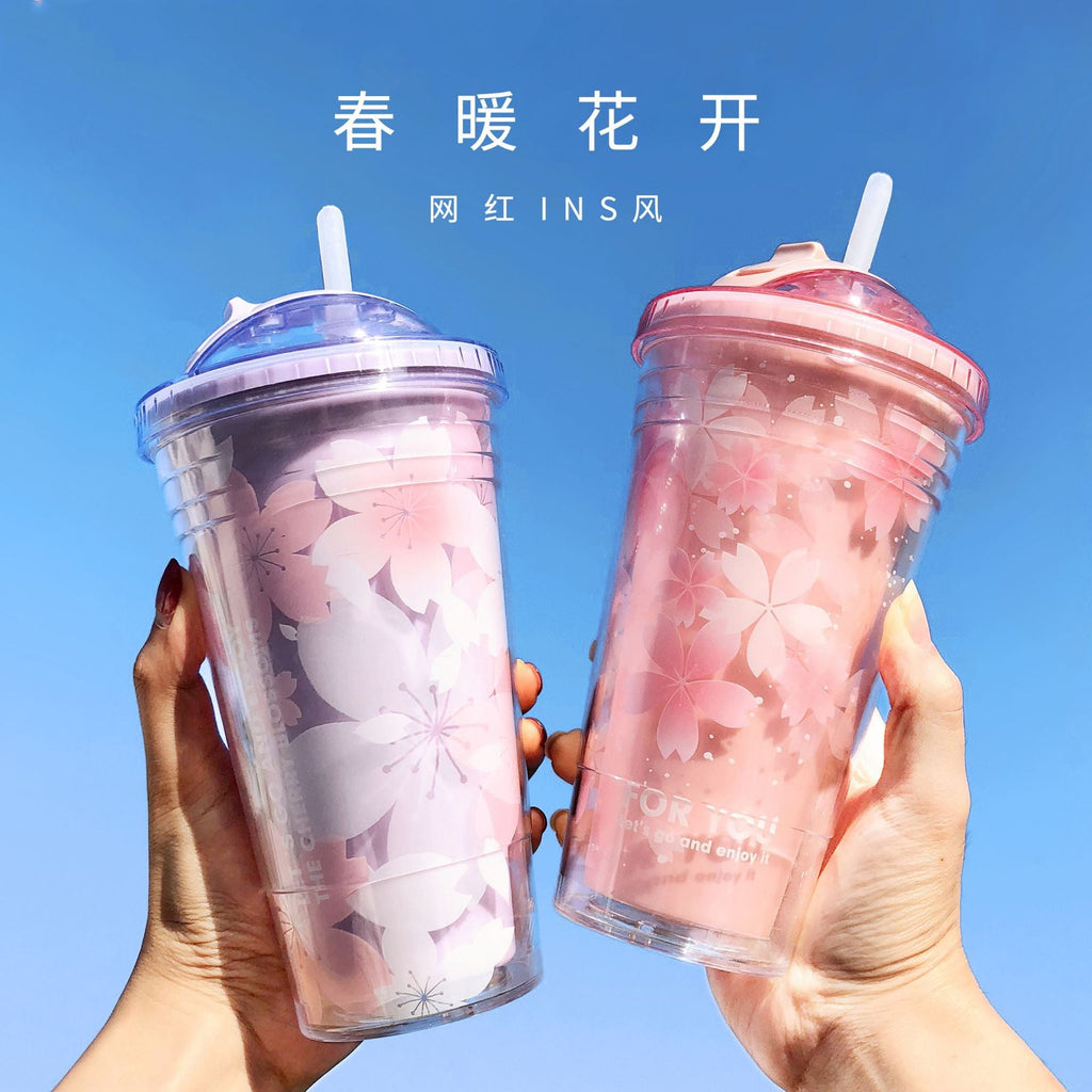 Sakura Double Layer Plastic Sipper Cup