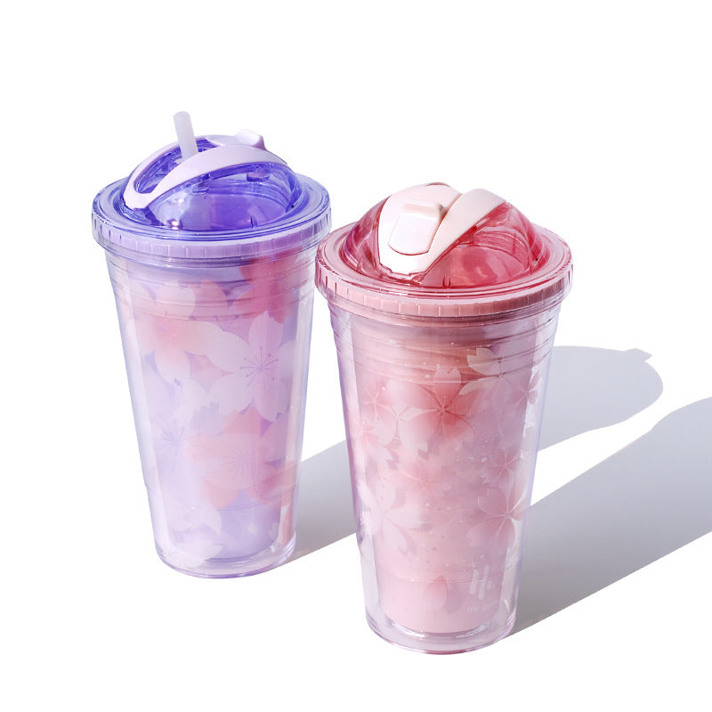Sakura Double Layer Plastic Sipper Cup