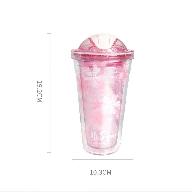 Sakura Double Layer Plastic Sipper Cup