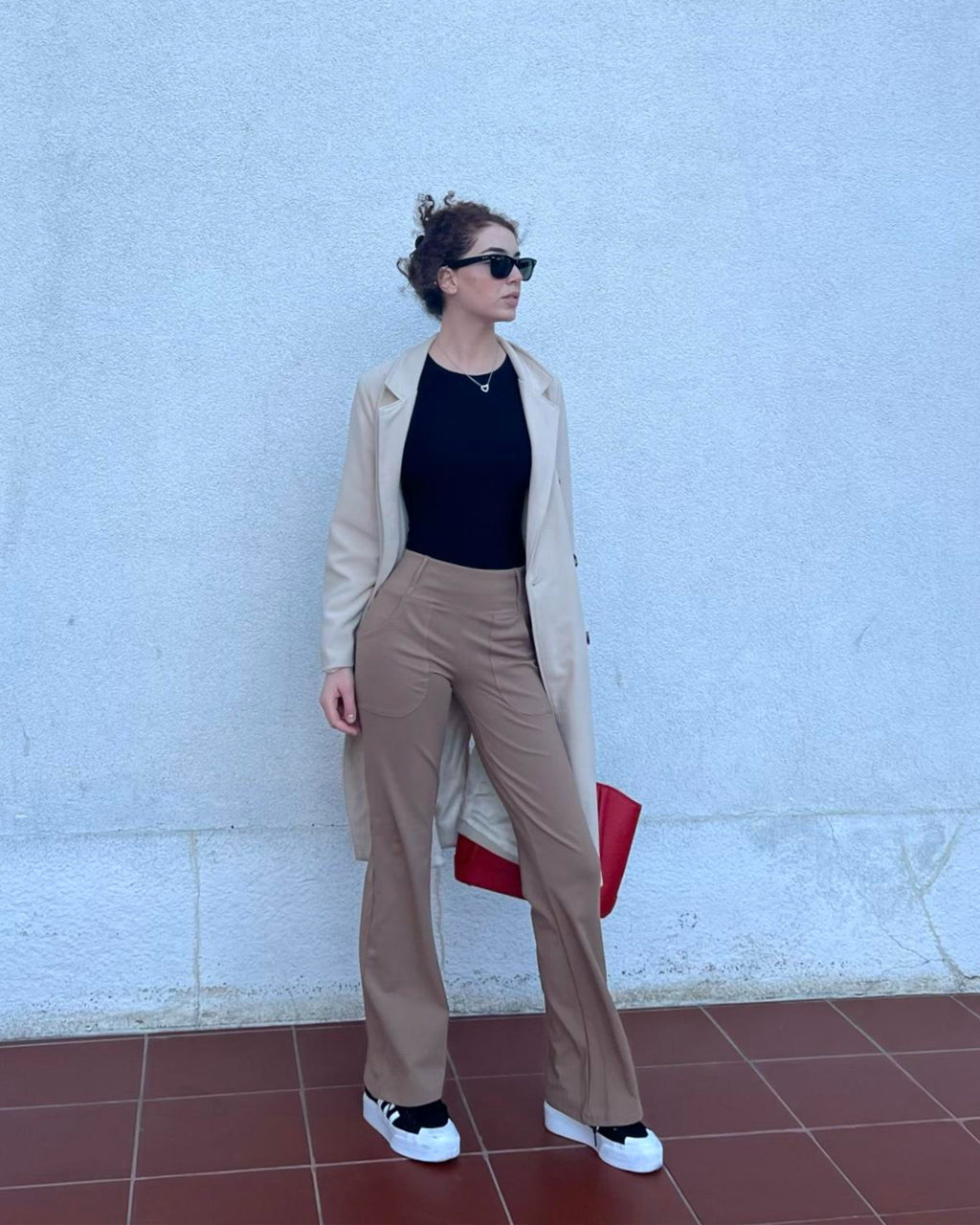 Fleece Lined High-Waist Work Flare Pants
