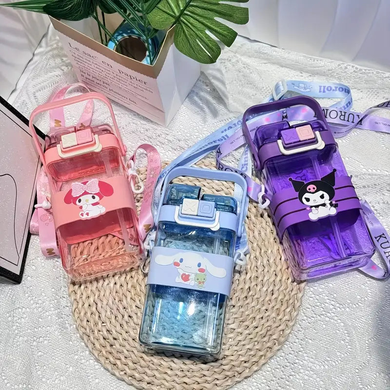 Sanrio Plastic Water Bottle with Dual Dirnking Mode